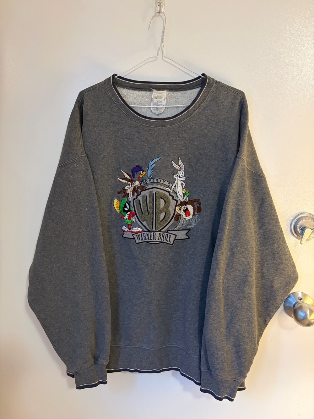 90’s Rare Warner Bros. Studio store Looney Tunes Embroidered crew neck sweater